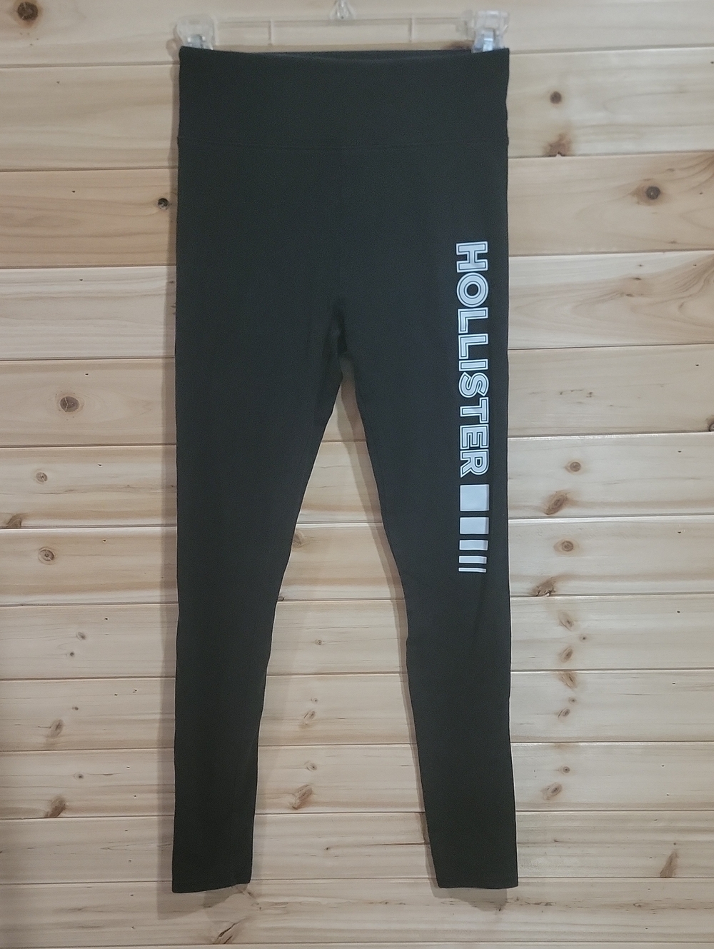 Hollister Black Leggings with White Side Logo